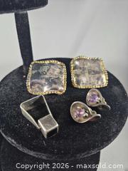 MaxSold Auction: Vintage Sterling Silver Amethyst Earrings and Pendant - 5 Pieces - Toronto (Ontario, Canada) PARTNER MANAGED Estate Sale Online Auction -Bridle Path Estate