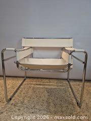 MaxSold Auction: Vintage Wassily Style Mid-Century Chrome & White Leather Armchair Lot 2 of 2 - Toronto (Ontario, Canada) PARTNER MANAGED Estate Sale Online Auction -Bridle Path Estate