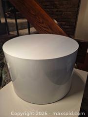 MaxSold Auction: White Glossy Lacquered Drum Table, 21in Diameter Lot 1 of 2 - Toronto (Ontario, Canada) PARTNER MANAGED Estate Sale Online Auction -Bridle Path Estate