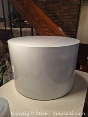 MaxSold Auction: White Glossy Lacquered Drum Table, 21in Diameter Lot 1 of 2 - Toronto (Ontario, Canada) PARTNER MANAGED Estate Sale Online Auction -Bridle Path Estate