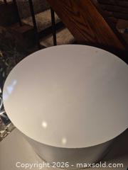 MaxSold Auction: White Glossy Lacquered Drum Table, 21in Diameter Lot 1 of 2 - Toronto (Ontario, Canada) PARTNER MANAGED Estate Sale Online Auction -Bridle Path Estate