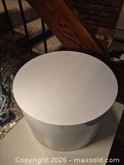 MaxSold Auction: White Glossy Lacquered Drum Table, 21in Diameter Lot 2 of 2 - Toronto (Ontario, Canada) PARTNER MANAGED Estate Sale Online Auction -Bridle Path Estate