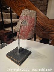 MaxSold Auction: Wood Tribal Mask Bust on Stand, Red & Natural, Black Base - Toronto (Ontario, Canada) PARTNER MANAGED Estate Sale Online Auction -Bridle Path Estate