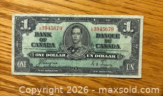 MaxSold Auction: 1937 Canada $1 dollar bill - Kingston (Ontario, Canada) SELLER MANAGED Downsizing Online Auction -  Juniper Drive
