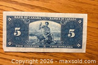 MaxSold Auction: 1937 Canada $5 dollar bill - Kingston (Ontario, Canada) SELLER MANAGED Downsizing Online Auction -  Juniper Drive