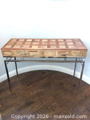 MaxSold Auction: Mixed Wood Sideboard Table - Prosper (Texas, USA) PARTNER MANAGED Moving Online Auction - Three Rivers Drive