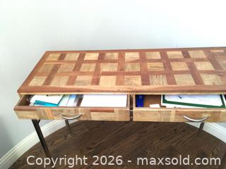 MaxSold Auction: Mixed Wood Sideboard Table - Prosper (Texas, USA) PARTNER MANAGED Moving Online Auction - Three Rivers Drive