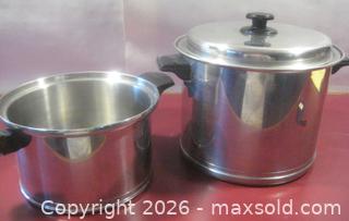 MaxSold Auction: 1 VINTAGE NU LIFE STAINLESS STEEL STOCK POT AND 1 LIFETIME STAINLESS STOCK POT - St. Catharines (Ontario, Canada) SELLER MANAGED Downsizing Online Auction - Allanburg Road South