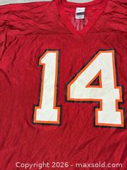 MaxSold Auction: Tampa Bay Buccaneers NFL number 14 Brad Johnson large jersey - Cocoa (Florida, USA) SELLER MANAGED Estate Sale Online Auction - Broadcast Court.