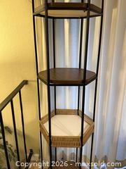 MaxSold Auction: Vintage Mid-Century Hexagonal Iron and Rattan Shelf Unit by Arthur Umanoff - San Jose (California, USA) SELLER MANAGED Estate Sale Online Auction - Avenida Arboles