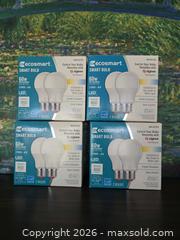 MaxSold Auction: Ecosmart Smart LED A19 Bulbs 800 lm Wi?Fi, 60W Rep (8 Bulbs) - San Jose (California, USA) SELLER MANAGED Downsizing Online Auction - Paladin Drive