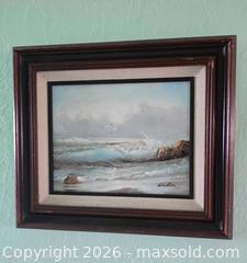 MaxSold Auction: Original Oil Seascape Signed Winston in Wood Frame - San Jose (California, USA) SELLER MANAGED Downsizing Online Auction - Paladin Drive