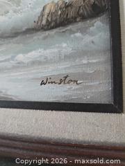 MaxSold Auction: Original Oil Seascape Signed Winston in Wood Frame - San Jose (California, USA) SELLER MANAGED Downsizing Online Auction - Paladin Drive