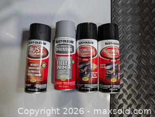 MaxSold Auction: Rust-Oleum Black Spray Paint & Coatings, 4 Cans (10–12 oz) - San Jose (California, USA) SELLER MANAGED Downsizing Online Auction - Paladin Drive