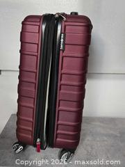 MaxSold Auction: Samsonite Burgundy/Maroon Hardside Carry-On Spinner - San Jose (California, USA) SELLER MANAGED Downsizing Online Auction - Paladin Drive