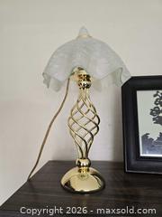 MaxSold Auction: Traditional Brass Table Lamp with Glass Accents - San Jose (California, USA) SELLER MANAGED Downsizing Online Auction - Paladin Drive
