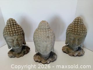 MaxSold Auction: 3x Vintqge Buddha Head Concrete Garden statues - Lakeland (Florida, USA) SELLER MANAGED Reseller Online Auction - Dove Meadow Trail