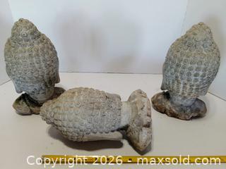MaxSold Auction: 3x Vintqge Buddha Head Concrete Garden statues - Lakeland (Florida, USA) SELLER MANAGED Reseller Online Auction - Dove Meadow Trail