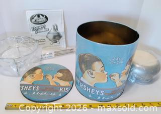 MaxSold Auction: Hershey Kisses Tin & Fondue Set - Lakeland (Florida, USA) SELLER MANAGED Reseller Online Auction - Dove Meadow Trail