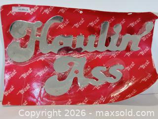 MaxSold Auction: Set of "Haulin' Ass" chrome mud flap weights - Lakeland (Florida, USA) SELLER MANAGED Reseller Online Auction - Dove Meadow Trail