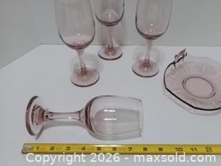 MaxSold Auction: Vintage Libbey Pink Wine Glass & Depression Glass - Lakeland (Florida, USA) SELLER MANAGED Reseller Online Auction - Dove Meadow Trail