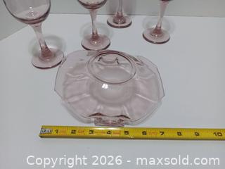 MaxSold Auction: Vintage Libbey Pink Wine Glass & Depression Glass - Lakeland (Florida, USA) SELLER MANAGED Reseller Online Auction - Dove Meadow Trail