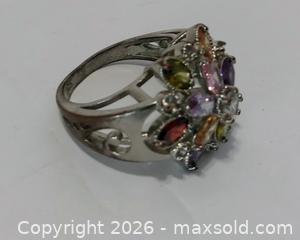 MaxSold Auction: Vintage Sterling Silver Multi Gemstone Ring Sz 8 - Lakeland (Florida, USA) SELLER MANAGED Reseller Online Auction - Dove Meadow Trail