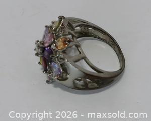 MaxSold Auction: Vintage Sterling Silver Multi Gemstone Ring Sz 8 - Lakeland (Florida, USA) SELLER MANAGED Reseller Online Auction - Dove Meadow Trail