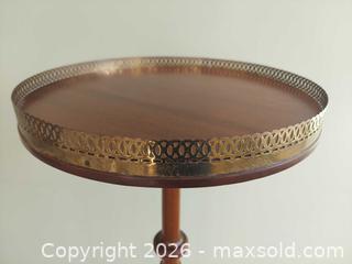 MaxSold Auction: Antique Wood and Brass Plant Stand Pedestal Table, 40 in H - Columbia (South Carolina, USA) SELLER MANAGED Estate Sale Online Auction - Greengate Drive