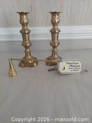 MaxSold Auction: Baldwin Polished Brass Pair of Candlesticks with Snuffer - Columbia (South Carolina, USA) SELLER MANAGED Estate Sale Online Auction - Greengate Drive
