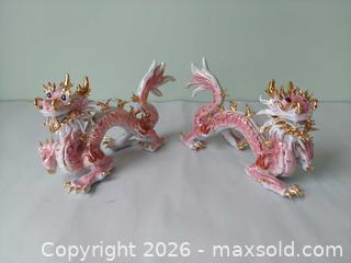 MaxSold Auction: Pair of Pink and White Gilded Porcelain Asian-Style Dragon Figurines - Columbia (South Carolina, USA) SELLER MANAGED Estate Sale Online Auction - Greengate Drive