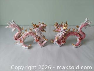 MaxSold Auction: Pair of Pink and White Gilded Porcelain Asian-Style Dragon Figurines - Columbia (South Carolina, USA) SELLER MANAGED Estate Sale Online Auction - Greengate Drive