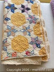 MaxSold Auction: Set of Three Vintage Cotton Full/Queen Handmade Quilts - Patchwork, Applique, Stripes - Columbia (South Carolina, USA) SELLER MANAGED Estate Sale Online Auction - Greengate Drive