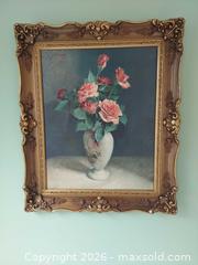 MaxSold Auction: Signed Florence Julia Bach 1944 Vase of Roses Giclée in Gilt Frame - Columbia (South Carolina, USA) SELLER MANAGED Estate Sale Online Auction - Greengate Drive