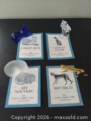 MaxSold Auction: The Franklin Mint Curio Cabinet Cat Collection Figurines Lot - Art Nouveau, Crystal Clear, Art Deco, Cobalt Blue - Columbia (South Carolina, USA) SELLER MANAGED Estate Sale Online Auction - Greengate Drive