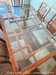 MaxSold Auction: Thomasville Mystique Asian Chinoiserie Wood Fretted Dining Table with 6 Chairs, Glass Top - Columbia (South Carolina, USA) SELLER MANAGED Estate Sale Online Auction - Greengate Drive