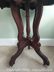 MaxSold Auction: Victorian Accent Table with Reddish Marble Top and Carched Wood - Columbia (South Carolina, USA) SELLER MANAGED Estate Sale Online Auction - Greengate Drive