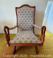 MaxSold Auction: Victorian Traditional Upholstered Wood Rocking Chair - Columbia (South Carolina, USA) SELLER MANAGED Estate Sale Online Auction - Greengate Drive