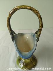 MaxSold Auction: Vintage Hull Pottery Basket Woodland Pattern with Pink / Blue Flower and Green Branch Handle - Columbia (South Carolina, USA) SELLER MANAGED Estate Sale Online Auction - Greengate Drive