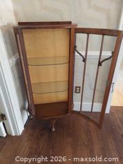 MaxSold Auction: Vintage Solid Wood & Veneer Curio Cabinet with Locking Door - Columbia (South Carolina, USA) SELLER MANAGED Estate Sale Online Auction - Greengate Drive