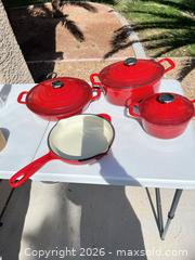 MaxSold Auction: Cook's Tradition Red Enameled Cast Iron 4-Piece Set - Las Vegas (Nevada, USA) PARTNER MANAGED Estate Sale Online Auction - Bright Sun Court