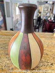 MaxSold Auction: Large Green and Brown Striped Ceramic/Stoneware Vase — 17 in. - Las Vegas (Nevada, USA) PARTNER MANAGED Estate Sale Online Auction - Bright Sun Court