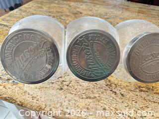 MaxSold Auction: Set of 3 Embossed Mason Jars with Metal Lids, Medium - Las Vegas (Nevada, USA) PARTNER MANAGED Estate Sale Online Auction - Bright Sun Court