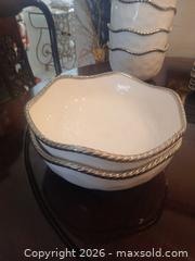 MaxSold Auction: White Ceramic Plates and Bowls with Silver Trim - Las Vegas (Nevada, USA) PARTNER MANAGED Estate Sale Online Auction - Bright Sun Court