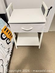 MaxSold Auction: 2 White Modern Nightstands with Drawer & Built-In Power - King (Ontario, Canada) SELLER MANAGED Moving Online Auction - Wells Orchard Crescent