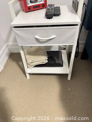 MaxSold Auction: 2 White Modern Nightstands with Drawer & Built-In Power - King (Ontario, Canada) SELLER MANAGED Moving Online Auction - Wells Orchard Crescent