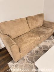 MaxSold Auction: Beige/Tan Microfiber 3-Seater Sofa Sleeper with Pull-Out Bed - King (Ontario, Canada) SELLER MANAGED Moving Online Auction - Wells Orchard Crescent