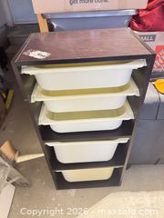 MaxSold Auction: Dark Brown Laminate Storage Organizer, 4 Drawers, Medium - King (Ontario, Canada) SELLER MANAGED Moving Online Auction - Wells Orchard Crescent
