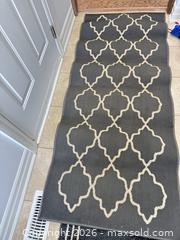 MaxSold Auction: Gray Geometric Rectangular Runner Rug, 2.5' x 8' - King (Ontario, Canada) SELLER MANAGED Moving Online Auction - Wells Orchard Crescent