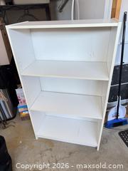 MaxSold Auction: White Engineered Wood Bookcase with 3 Shelves - King (Ontario, Canada) SELLER MANAGED Moving Online Auction - Wells Orchard Crescent